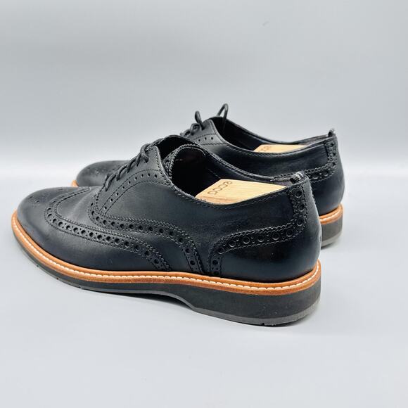 Cole Haan Shoes Mens 8.5 Black Leather Grand 360 Wingtip Oxford Brogue Dress - Picture 6 of 12